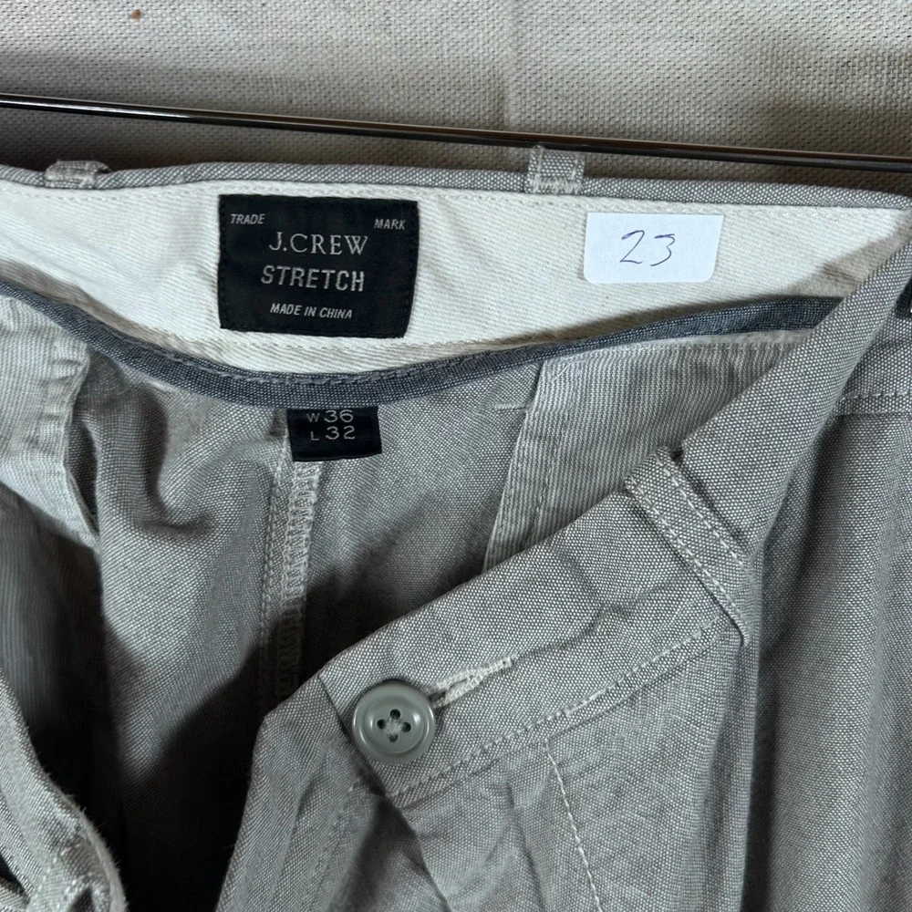 J.Crew 484 Stretch Chino Pants Mens 36x32 Gray Cotton Blend Flat Front‎ Trousers